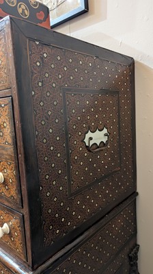 Lot 214 - An Indo-Portuguese teak, rosewood, ebony and ivory 'Contador' cabinet