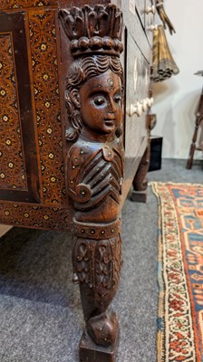 Lot 214 - An Indo-Portuguese teak, rosewood, ebony and ivory 'Contador' cabinet