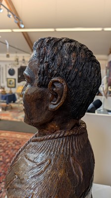 Lot 118 - A large carved kauri gum bust of Maori Chief Tamati Tamaiwhakanehua