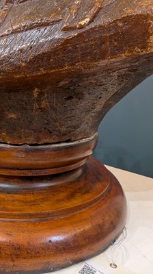 Lot 118 - A large carved kauri gum bust of Maori Chief Tamati Tamaiwhakanehua