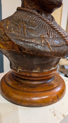 Lot 118 - A large carved kauri gum bust of Maori Chief Tamati Tamaiwhakanehua