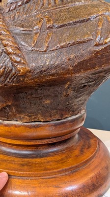 Lot 118 - A large carved kauri gum bust of Maori Chief Tamati Tamaiwhakanehua