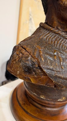 Lot 118 - A large carved kauri gum bust of Maori Chief Tamati Tamaiwhakanehua