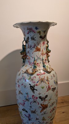Lot 3 - A pair of large Canton 'butterfly' vases