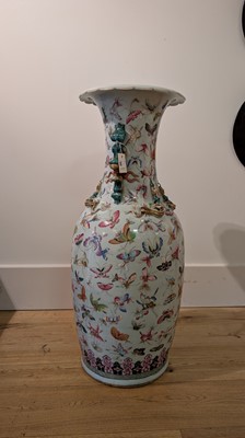 Lot 3 - A pair of large Canton 'butterfly' vases