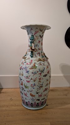Lot 3 - A pair of large Canton 'butterfly' vases