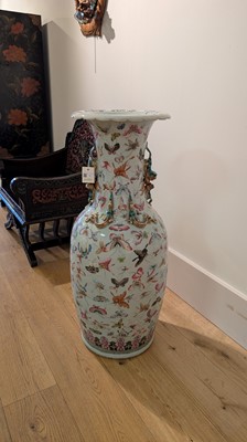 Lot 3 - A pair of large Canton 'butterfly' vases