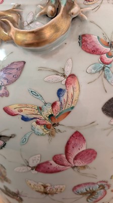 Lot 3 - A pair of large Canton 'butterfly' vases