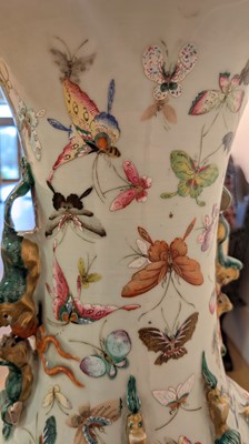 Lot 3 - A pair of large Canton 'butterfly' vases