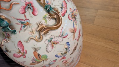 Lot 3 - A pair of large Canton 'butterfly' vases