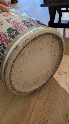 Lot 3 - A pair of large Canton 'butterfly' vases