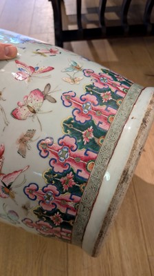 Lot 3 - A pair of large Canton 'butterfly' vases