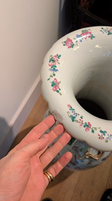 Lot 3 - A pair of large Canton 'butterfly' vases