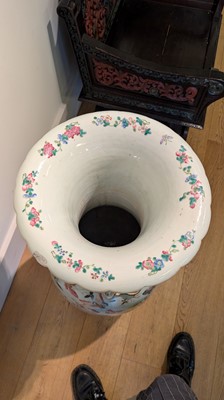 Lot 3 - A pair of large Canton 'butterfly' vases
