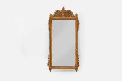 Lot 436 - A Louis XVI painted and parcel-gilt wooden pier mirror