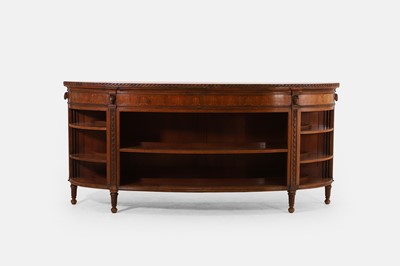 Lot 441 - A George III-style walnut and marquetry low bookcase in the Adam taste