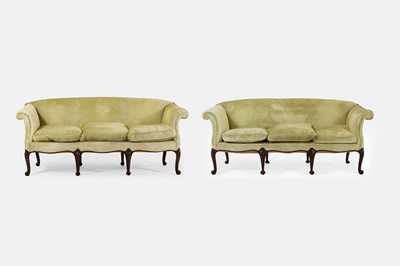 Lot 385 - A pair of George III-style mahogany settees