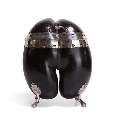 Lot 135 - A silver-plate-mounted coco de mer tea caddy