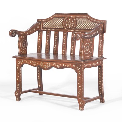 Lot 10 - An Anglo-Indian teak and bone-inlaid window seat