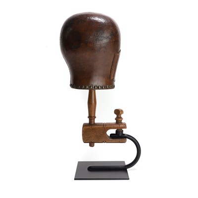 Lot 244 - A George III beech and leather wig stand