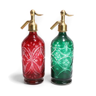 Lot 47 - A pair of cased cut-glass soda siphons