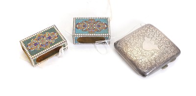 Lot 45 - A pair of Russian cloisonne and gilt metal matchbox sleeves