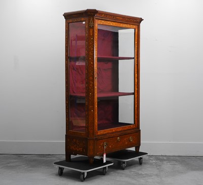 Lot 519 - A Dutch floral marquetry inlaid walnut vitrine