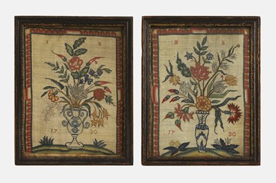Lot 182 - A pair of silk and wool needlepoint pictures