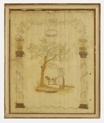 Lot 195 - A silk embroidered picture