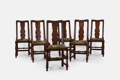 Lot 190 - A set of six provincial oak dining chairs