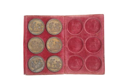 Lot 316 - A set of six bronze Pantechnetheca medallions