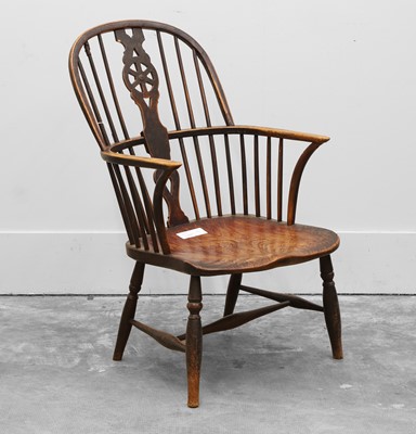 Lot 520A - A Windsor elm and beechwood open armchair