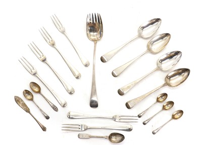 Lot 3 - A collection of silver rattail flatware