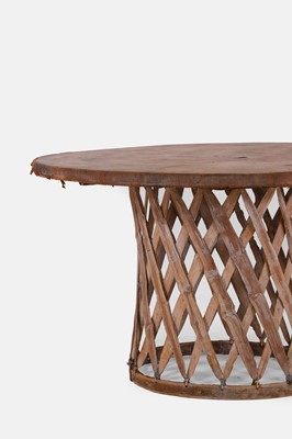 Lot 5 - A leather and wooden centre table
