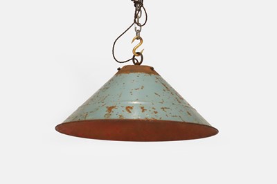 Lot 19 - A large industrial painted-metal ceiling light