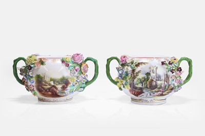 Lot 593 - A pair of Minton porcelain potpourri vases