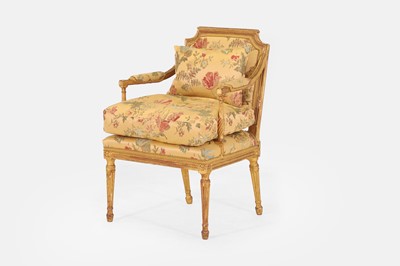 Lot 587 - A Louis XVI giltwood fauteuil