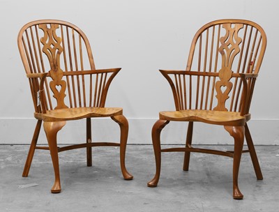 Lot 542A - A pair of yew and elm Windsor chairs