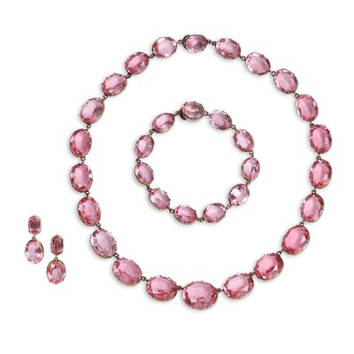 Lot 10 - An antique pink paste demi parure