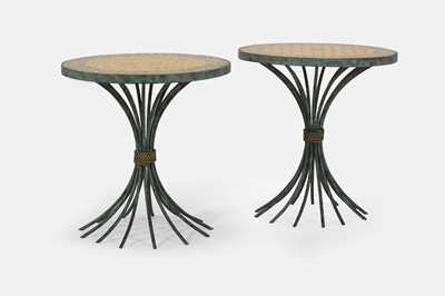 Lot 247 - A pair of patinated metal side tables