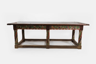 Lot 276 - A polychrome-painted oak refectory table