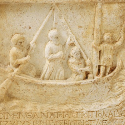 Lot 176 - A Greek marble funerary stele
