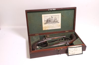Lot 409 - A pair of Charles Moore patent cased double-barrelled percussion pistols