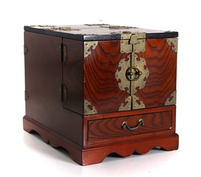 Lot 64 - A Korean elm travelling vanity case