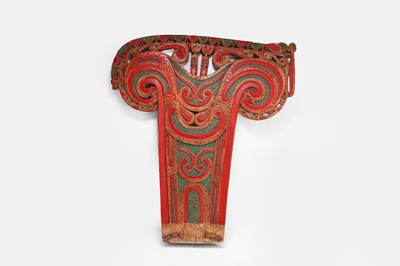 Lot 262 - A carved and polychrome painted wooden Iagim or splashboard
