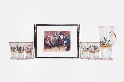 Lot 326 - An eight-piece enamel-painted glass lemonade set