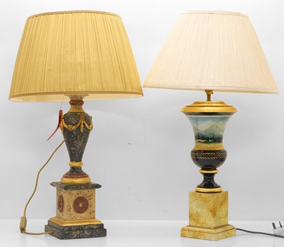 Lot 484 - A pair of urn shaped lamps