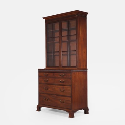 Lot 556 - A George III mahogany secretaire bookcase