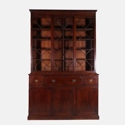 Lot 272 - A large George III mahogany secretaire bookcase