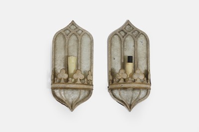 Lot 581 - A pair of Gothic-style painted metal wall lights
